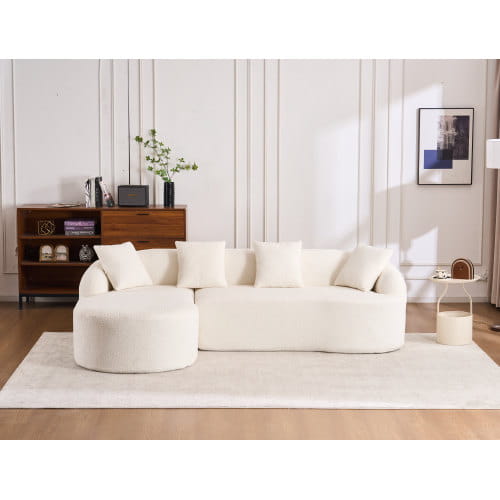 Chenille Full Compression Sofa w/ 4 Pillows