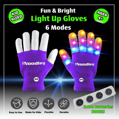 Purple LED Gloves, Light Up Shoe laces and Lighted Beanie Pom Hat Gift Set for Boys and Girls Kids Toys