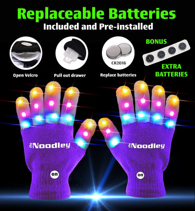 Purple LED Gloves, Light Up Shoe laces and Lighted Beanie Pom Hat Gift Set for Boys and Girls Kids Toys