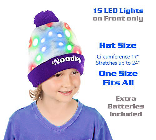 LED Light Up Glow Unicorn Beanie Hat with Pom Gifts for Girls Kids and Boys (One Size)