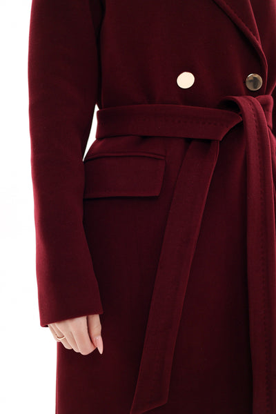 Denise Cashmere Blend Overcoat in Bordeaux