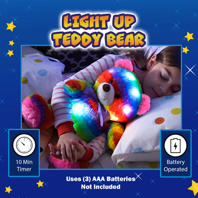 Rainbow Lites Teddy Bear Glow Plush LED Night Light Up Stuffed Animal 2 Pack Set (16 inch)