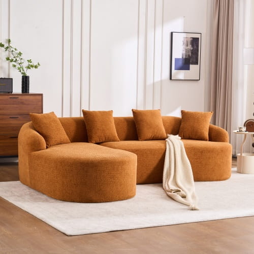 Chenille Full Compression Sofa w/ 4 Pillows
