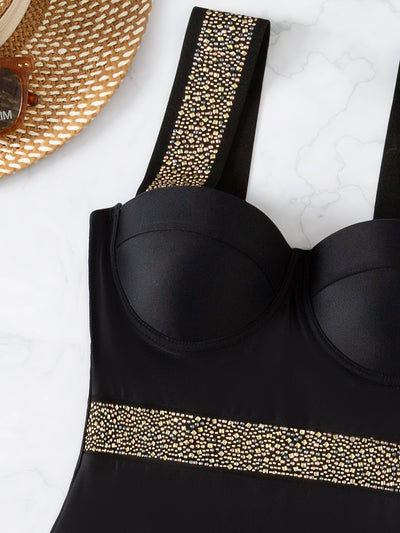 Inlaid Diamond Steel Bracket Push up Swimsuit