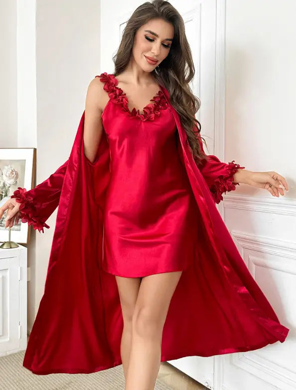 Silk Floral Robe Set