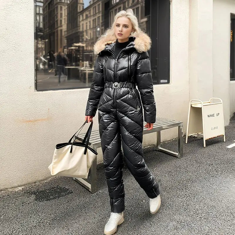Women’s Faux Leather Snowsuit