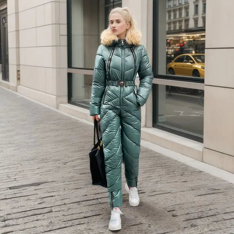 Women’s Faux Leather Snowsuit
