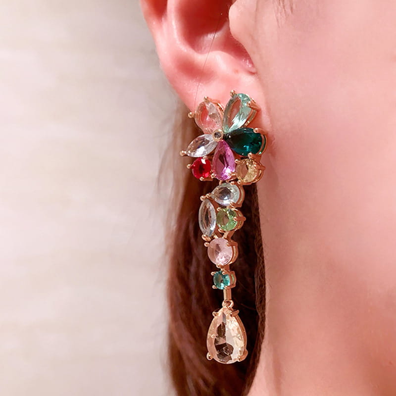 Colorful Flower Zircon Earrings