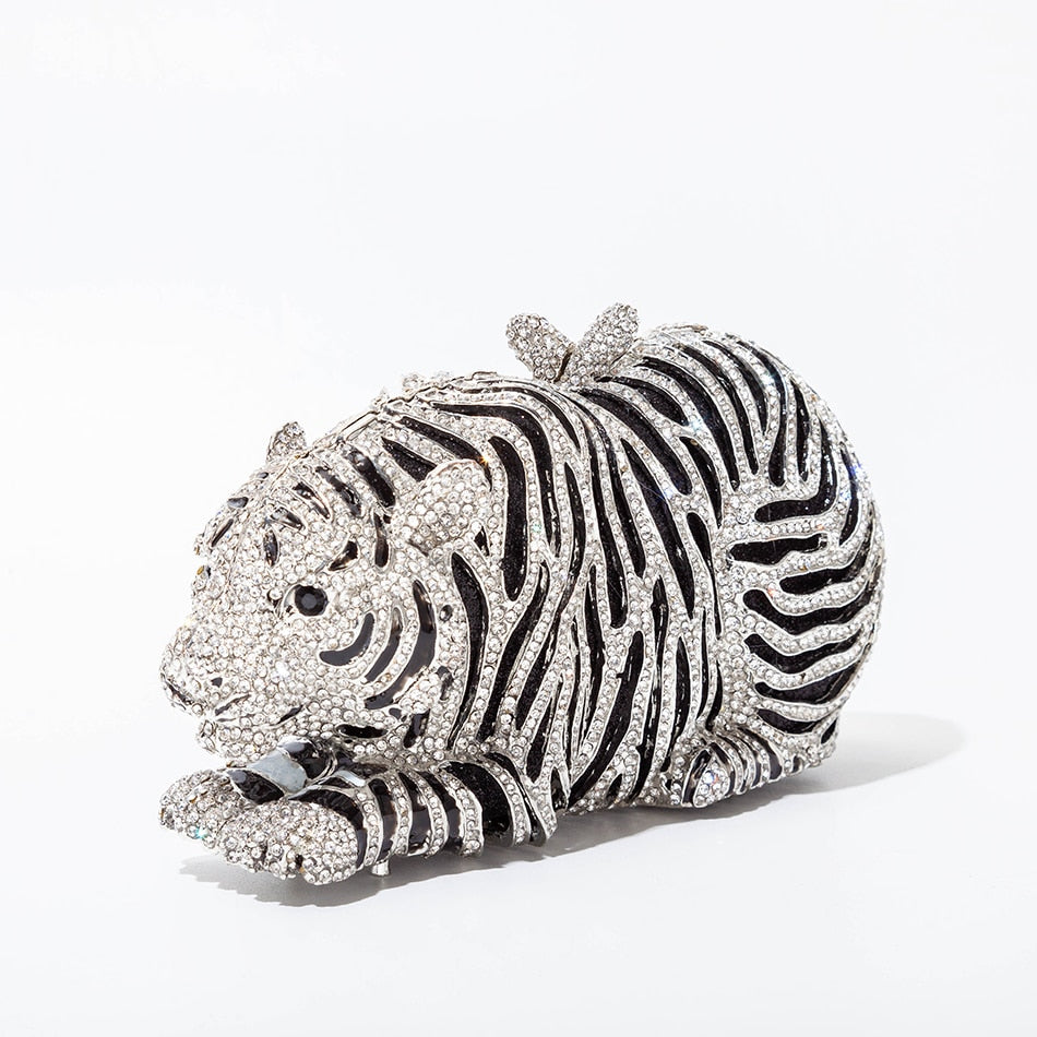Tiger Crystal Evening Clutch Bag