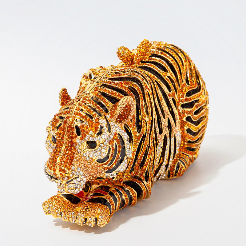 Tiger Crystal Evening Clutch Bag
