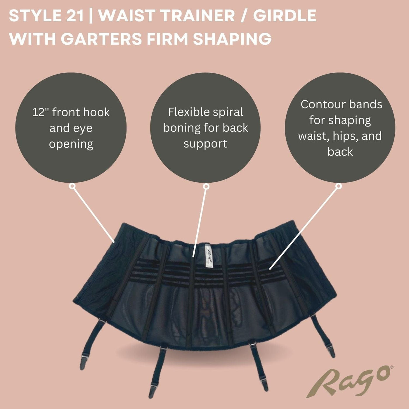 Style 21 | Waist Trainer / Girdle with Garters Firm Shaping