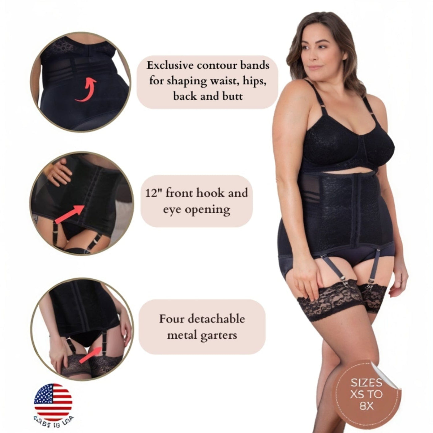 Style 21 | Waist Trainer / Girdle with Garters Firm Shaping
