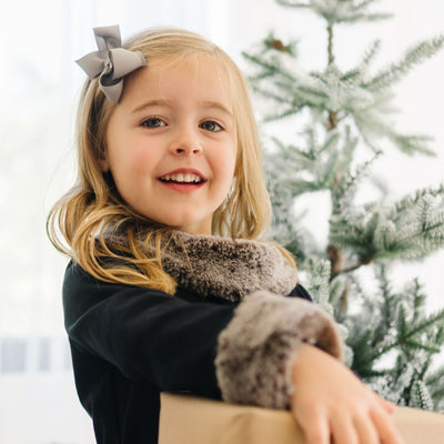 Long Sleeve Ponte Dress with Faux Fur