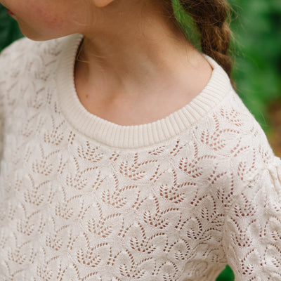 Balloon Sleeve Organic Pointelle Sweater