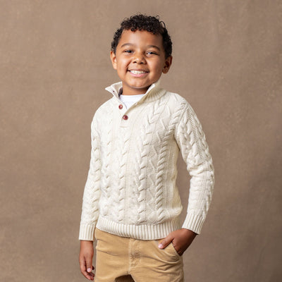 Organic Mock Neck Cable Sweater - Baby