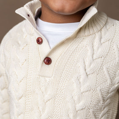 Organic Mock Neck Cable Sweater - Baby