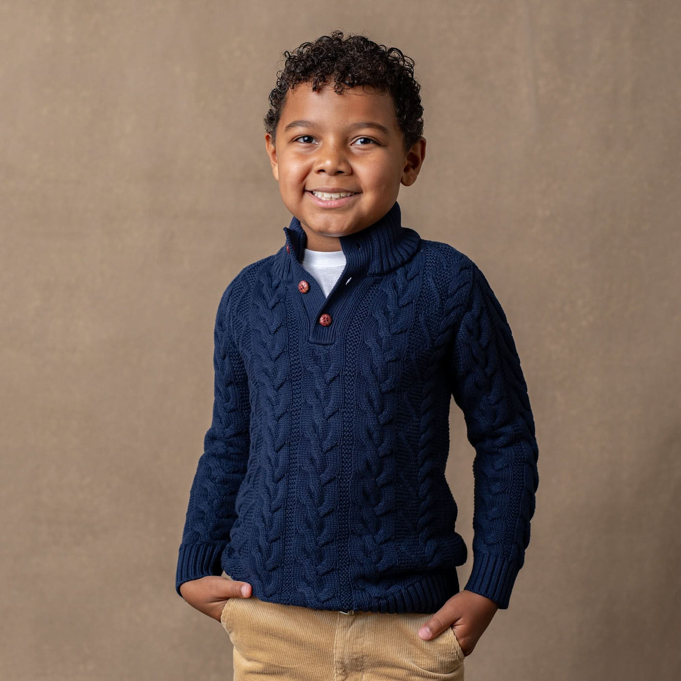 Organic Mock Neck Cable Sweater - Baby