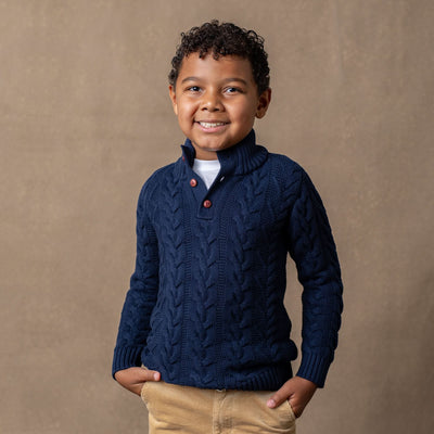 Organic Mock Neck Cable Sweater - Baby