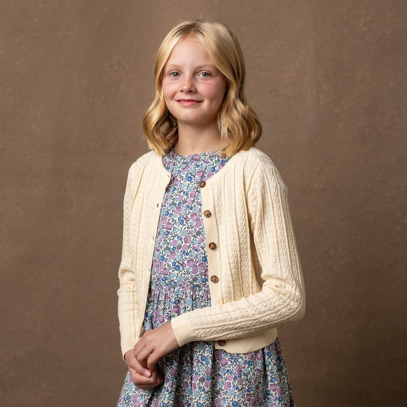 Organic Chevron Cable Cardigan