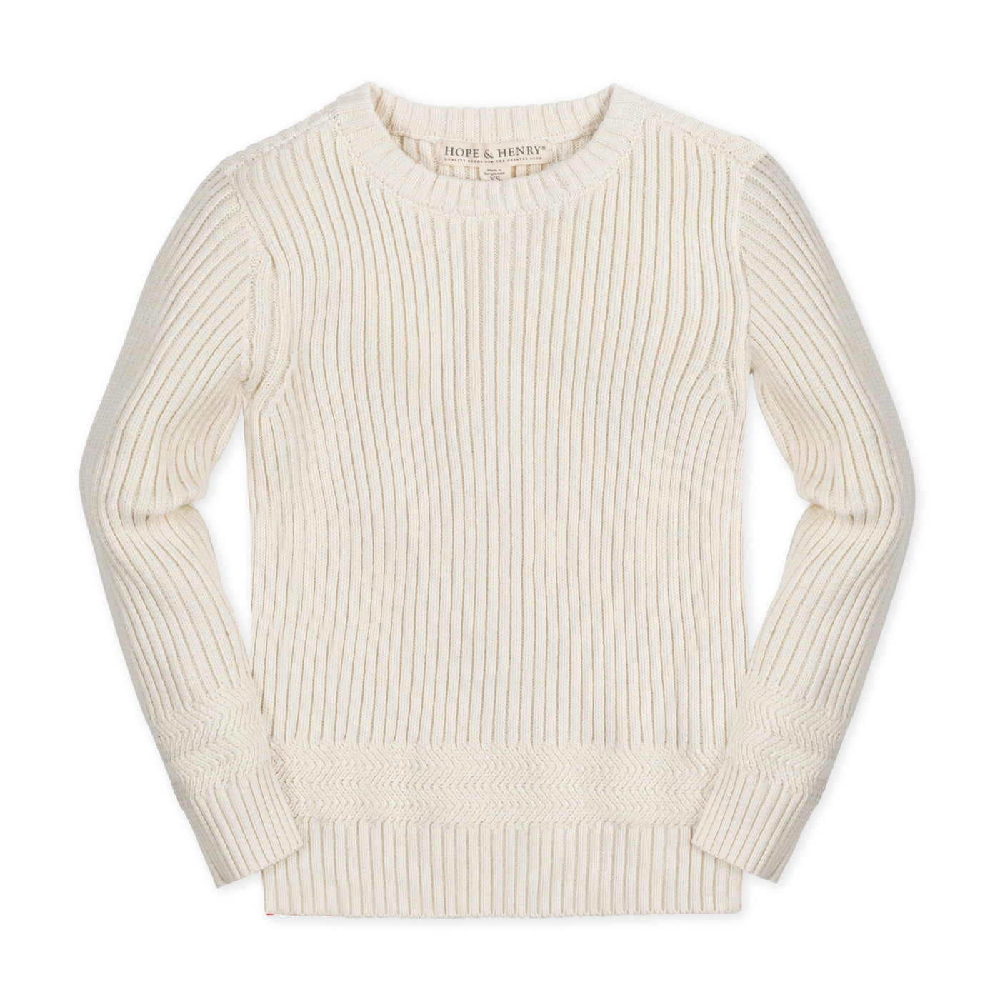 Organic Herringbone Detail Crew Neck Sweater