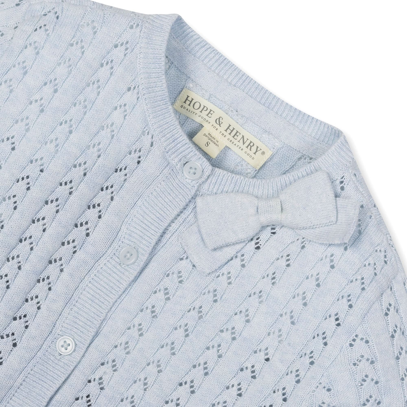 Organic Pointelle Bow Cardigan - Baby