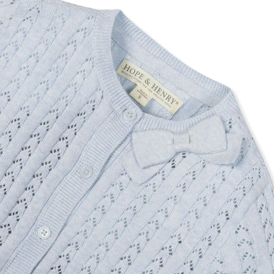 Organic Pointelle Bow Cardigan - Baby