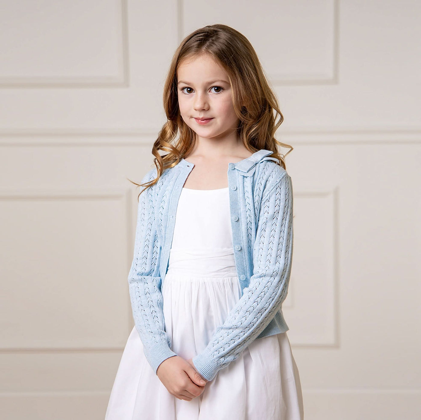 Organic Pointelle Bow Cardigan - Baby