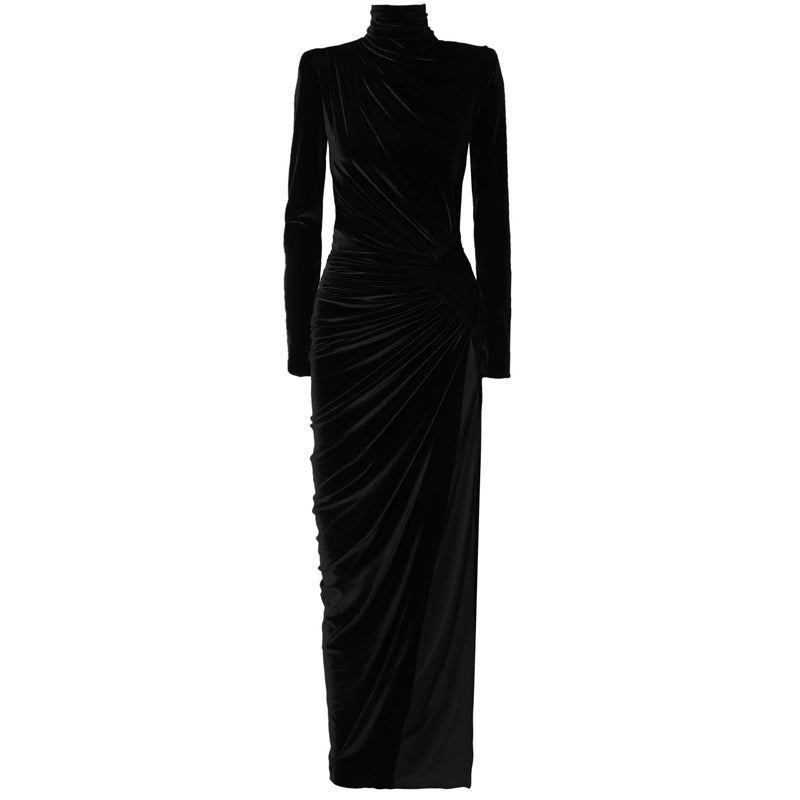 French Style Elegant Velvet Evening Dress