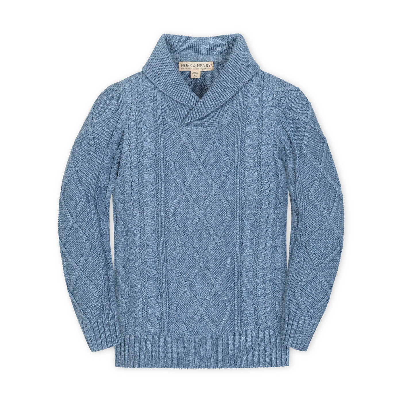 Organic Shawl Collar Cable Sweater