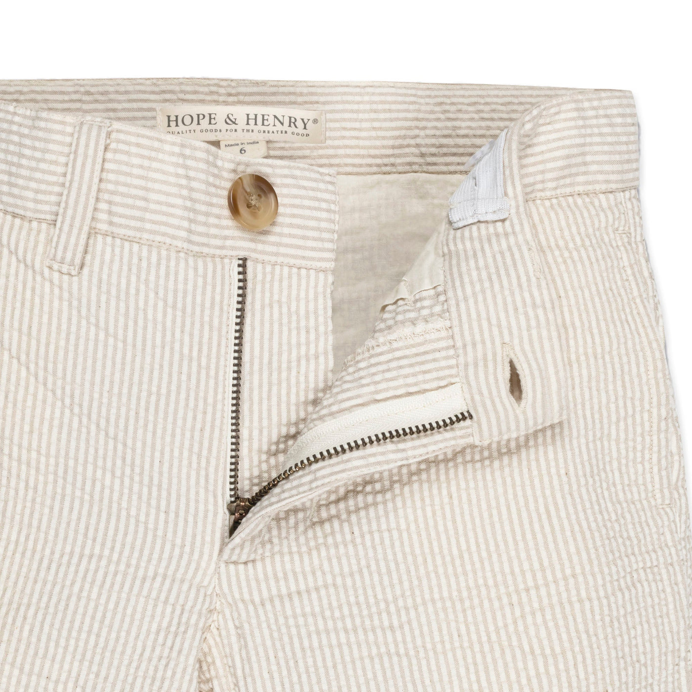 Organic Seersucker Suit Pant Tan