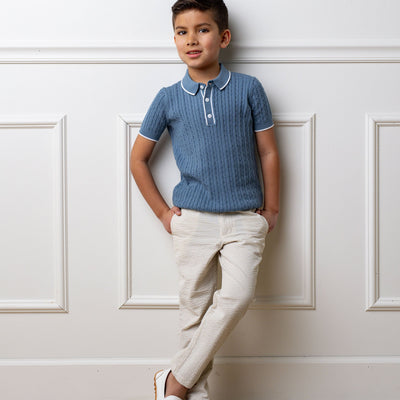 Organic Seersucker Suit Pant Tan