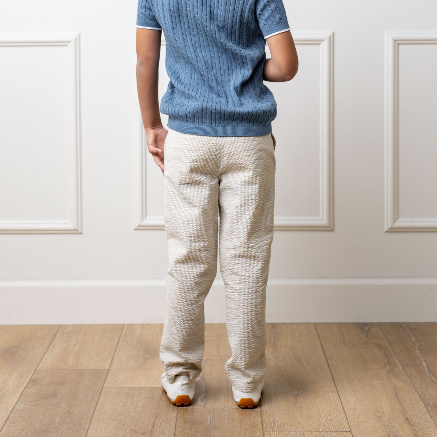 Organic Seersucker Suit Pant Tan
