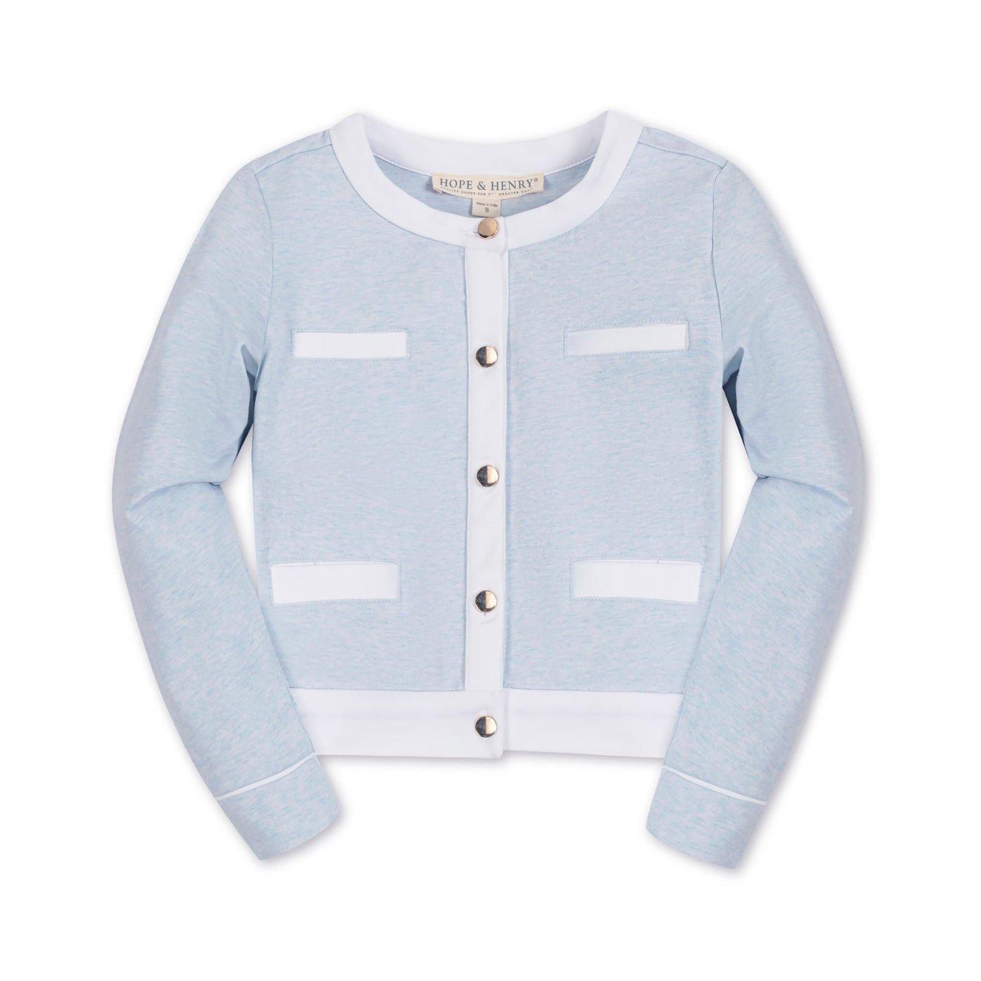 Organic French Terry Contrast Trim Cardigan