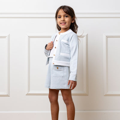 Organic French Terry Contrast Trim Cardigan