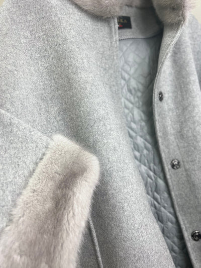 Genuine Scandinavian Mink Fur Virgin Wool Coat