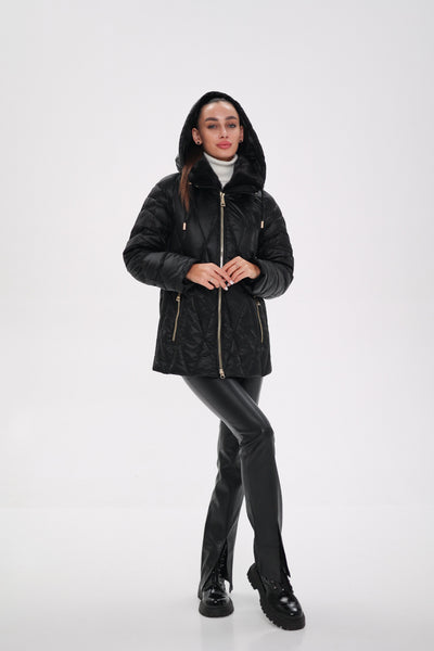 Genuine Mink Fur Trim Down Coat