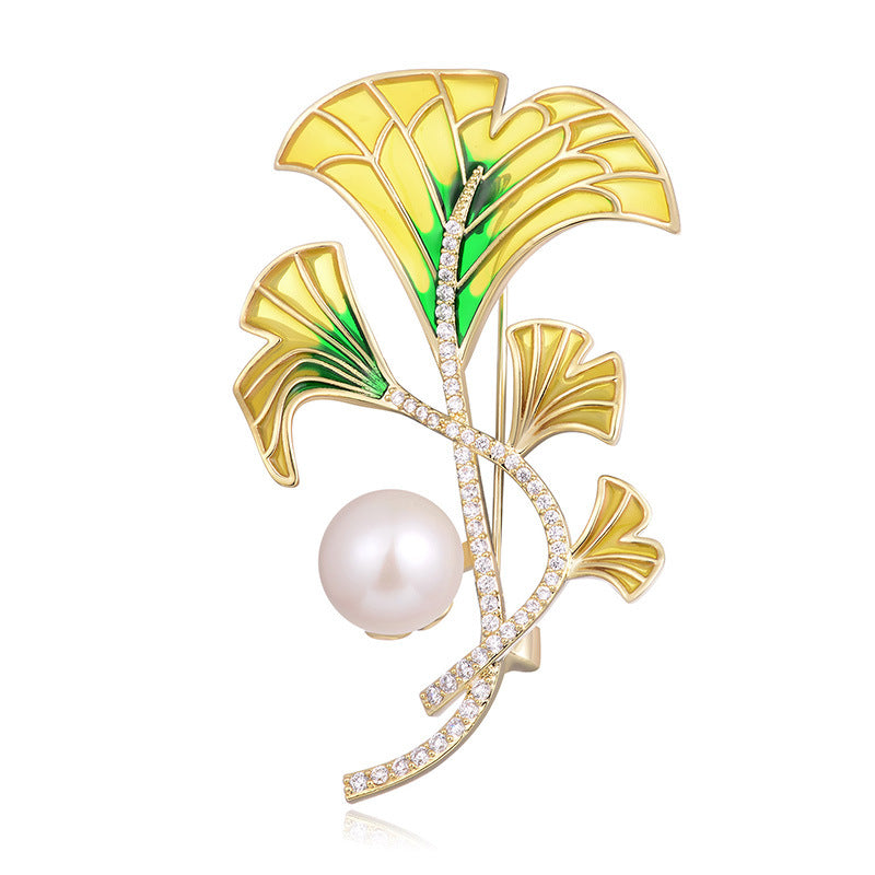 Multi-Leaf Pearl Brooch
