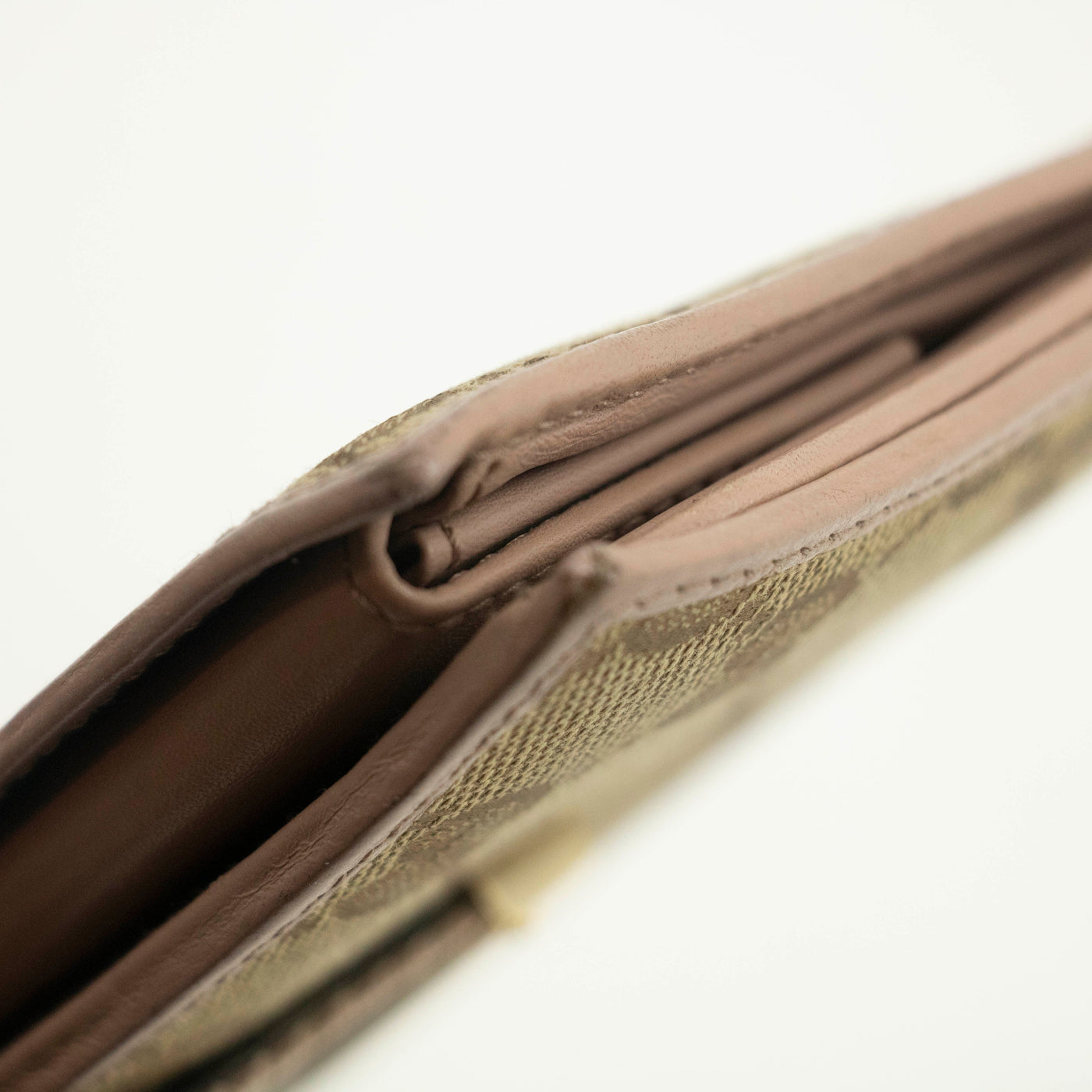 Gucci Beige & Pink GG Canvas French Flap Long Wallet #3920