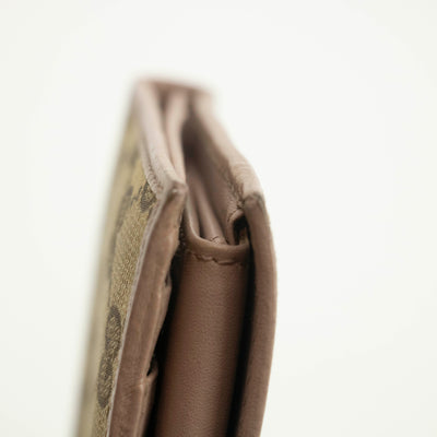 Gucci Beige & Pink GG Canvas French Flap Long Wallet #3920