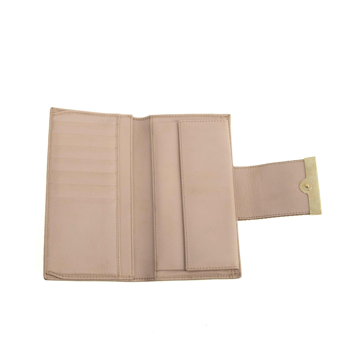 Gucci Beige & Pink GG Canvas French Flap Long Wallet #3920