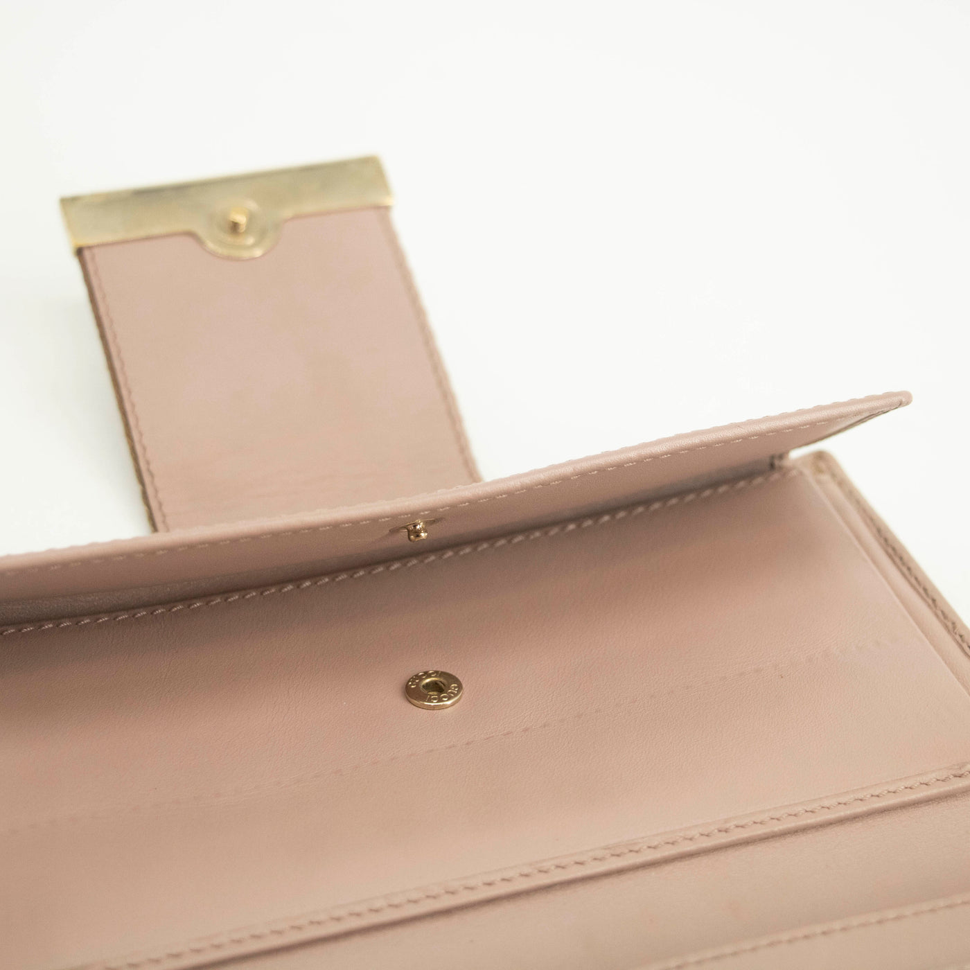 Gucci Beige & Pink GG Canvas French Flap Long Wallet #3920