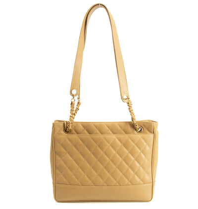 Chanel Beige Caviar Skin Quilted Matelase Shoulder Bag #3971