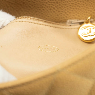 Chanel Beige Caviar Skin Quilted Matelase Shoulder Bag #3971
