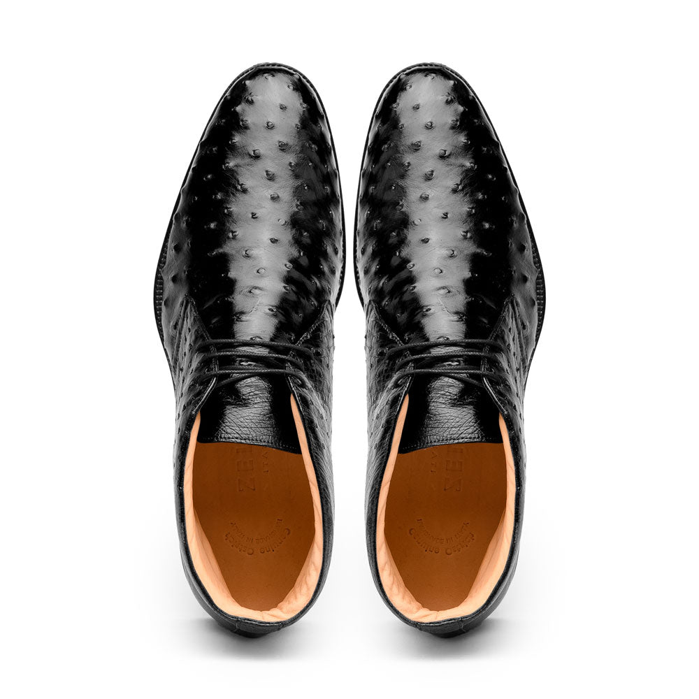 43-594-BLK MARCO Ostrich Quill Chukka Boot, Black
