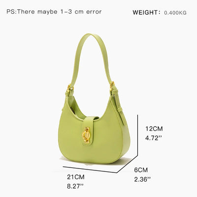 Leather Half Moon Tote Handbag