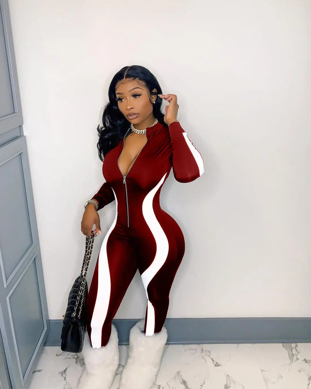 Women’s Printed Striped Jumpsuit