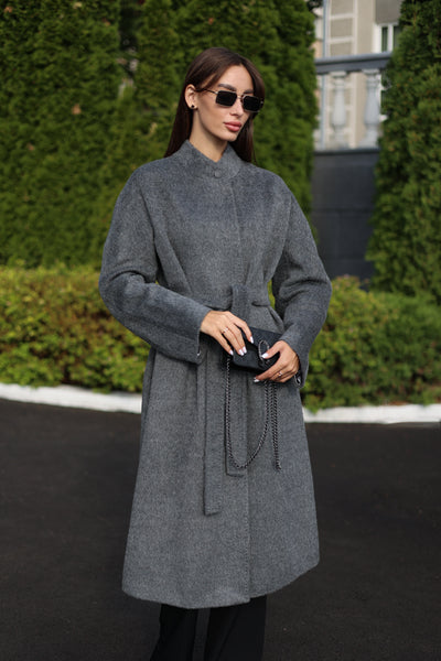 Alpaca Wool Blend Coat in Soft Grey