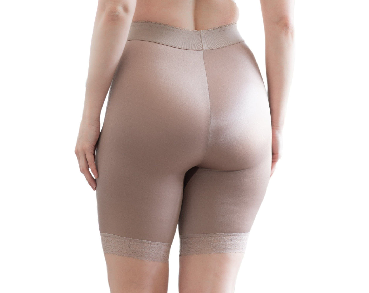 Style 518 | High Waist Light Shaping Bike Short | Satin 4-Way Stretch with Built-In Panty