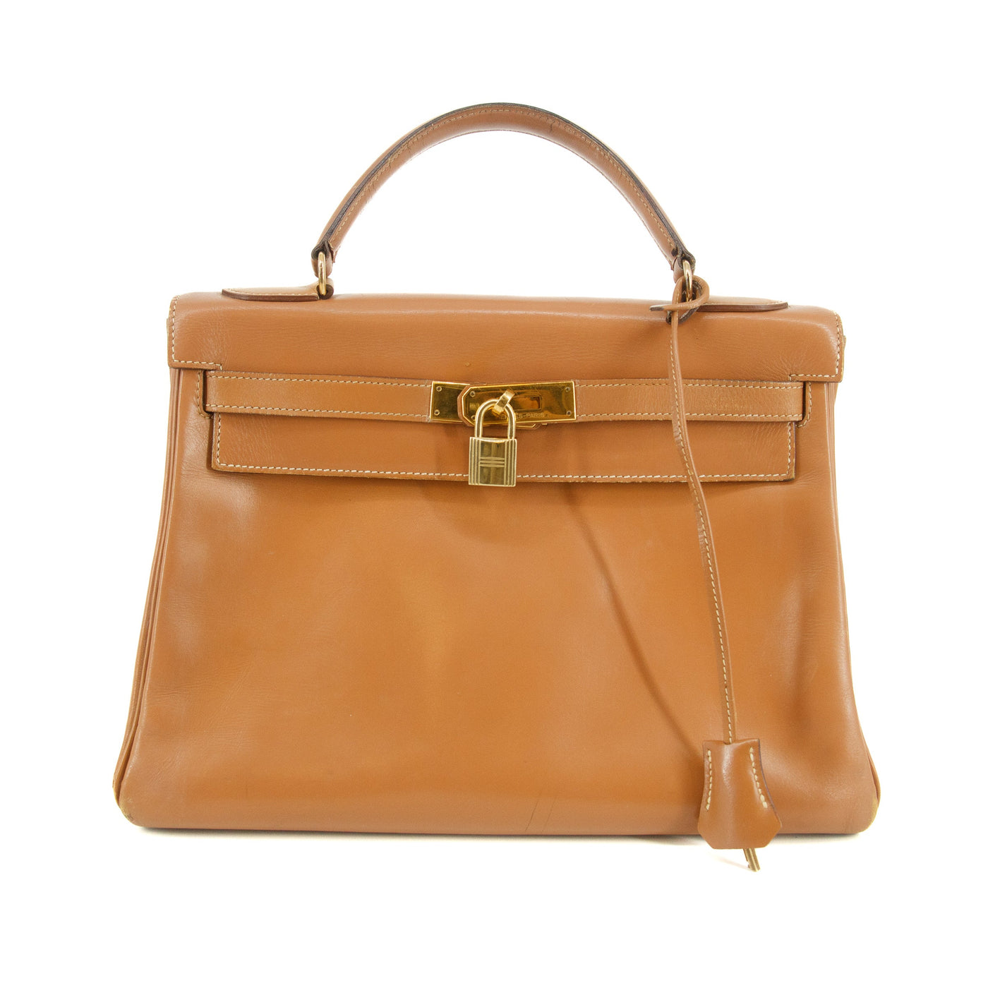 Hermes Kelly 32 Boxcalf Brown Handbag Year 1986 #5775