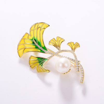 Multi-Leaf Pearl Brooch